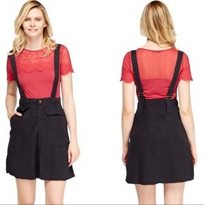 MANGO CASUAL Jean Pinafore/Overall Skirt With Pockets Black Size XS